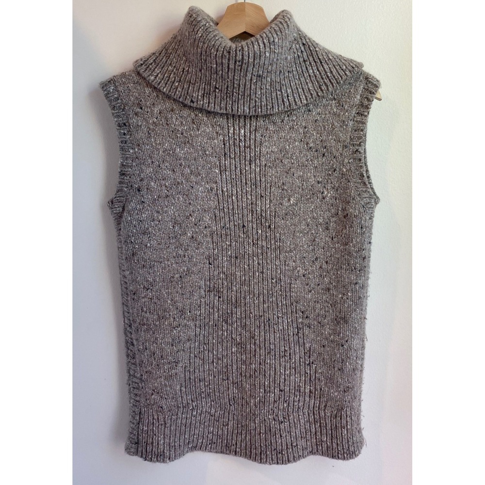 Nordstrom Signature Sweater Vest Womens M Brown Wool Cashmere Turtleneck Knit